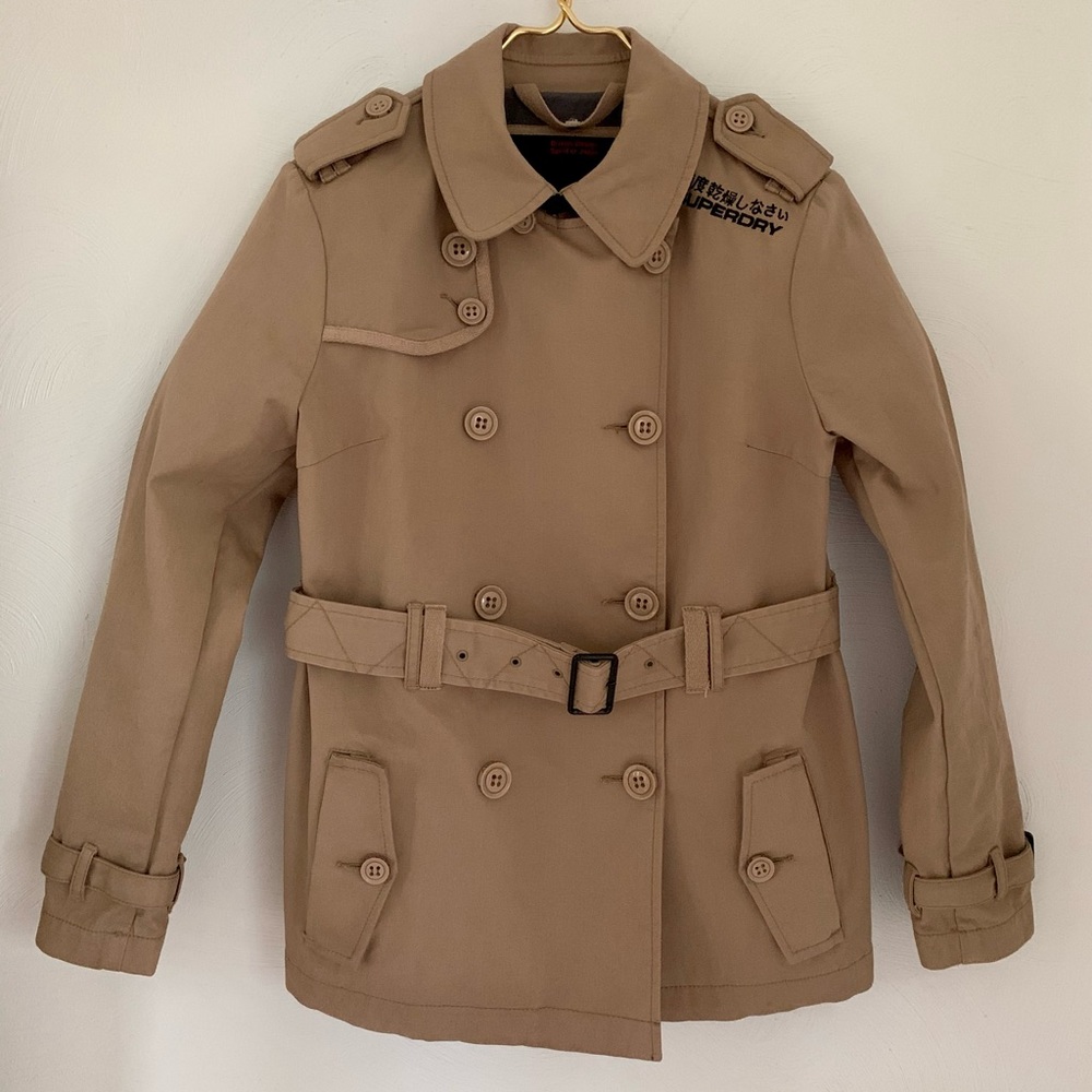 💥LIKE NEW💥 Superdry Short Trench Coat - Size Medium